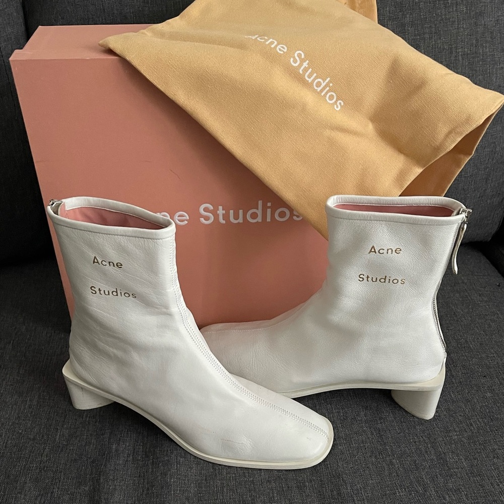 ACNE STUDIOS WHITE LEATHER BOOTS